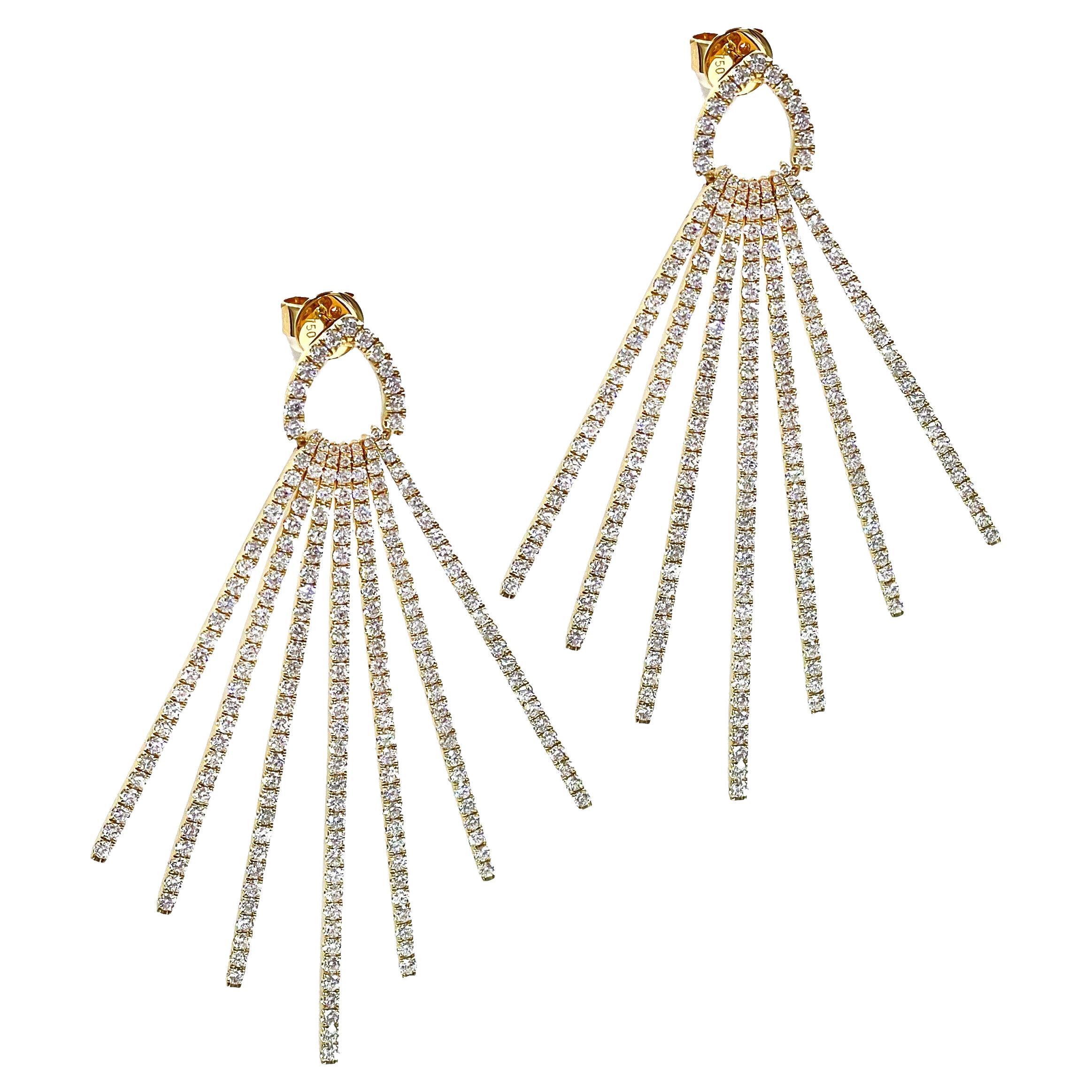 18K Yellow Gold Dramatic Statement Earrings For Sale