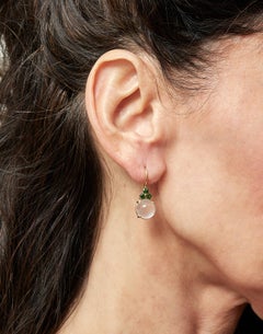 18K Yellow Gold Drop Dangle Earrings with 8.43 Carat Moonstones and Tourmalines