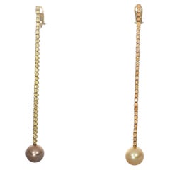 18K Yellow Gold Drop Earrings with Natural Yellow Sapphires and Pearls