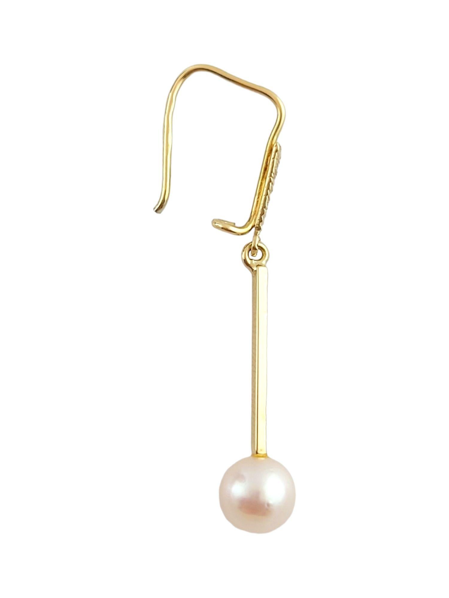 Women's 18K Yellow Gold Drop Pearl Earrings #14855
