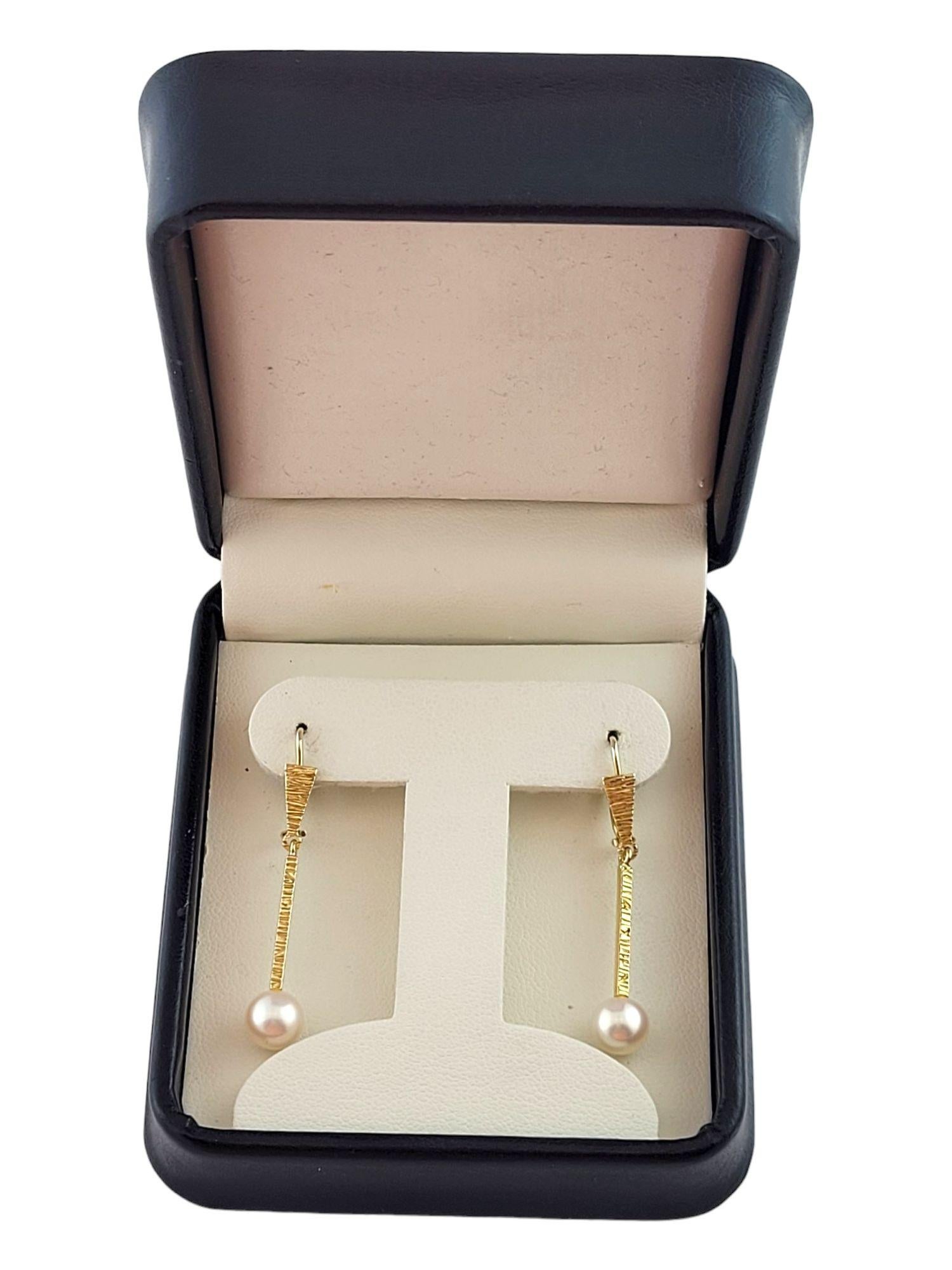 18K Yellow Gold Drop Pearl Earrings #14855 2