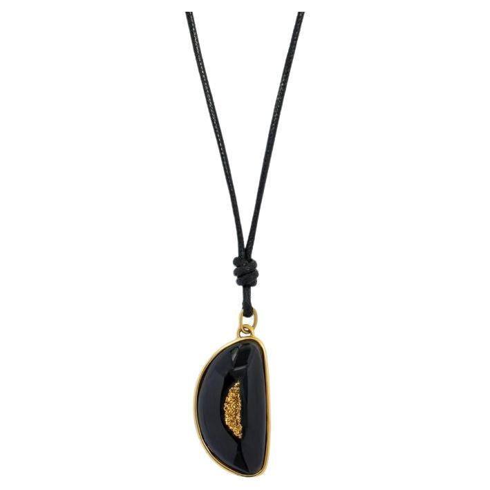 18k Yellow Gold Drusy Agate Necklace For Sale