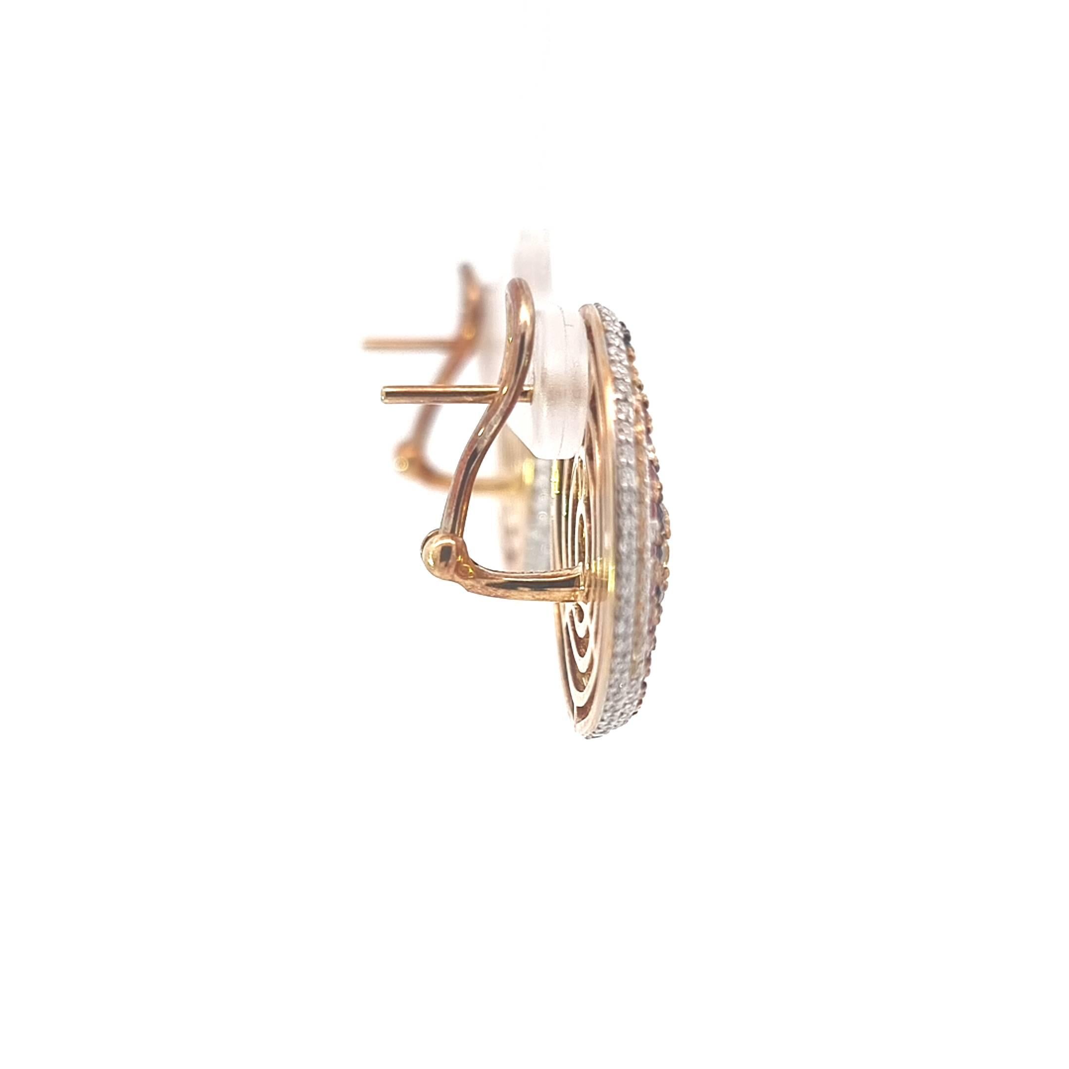 Boucles d'oreilles en or jaune 18K Diamants et saphirs en vente 8