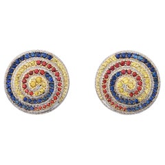 18K Yellow Gold Earrings Diamond and Sapphires