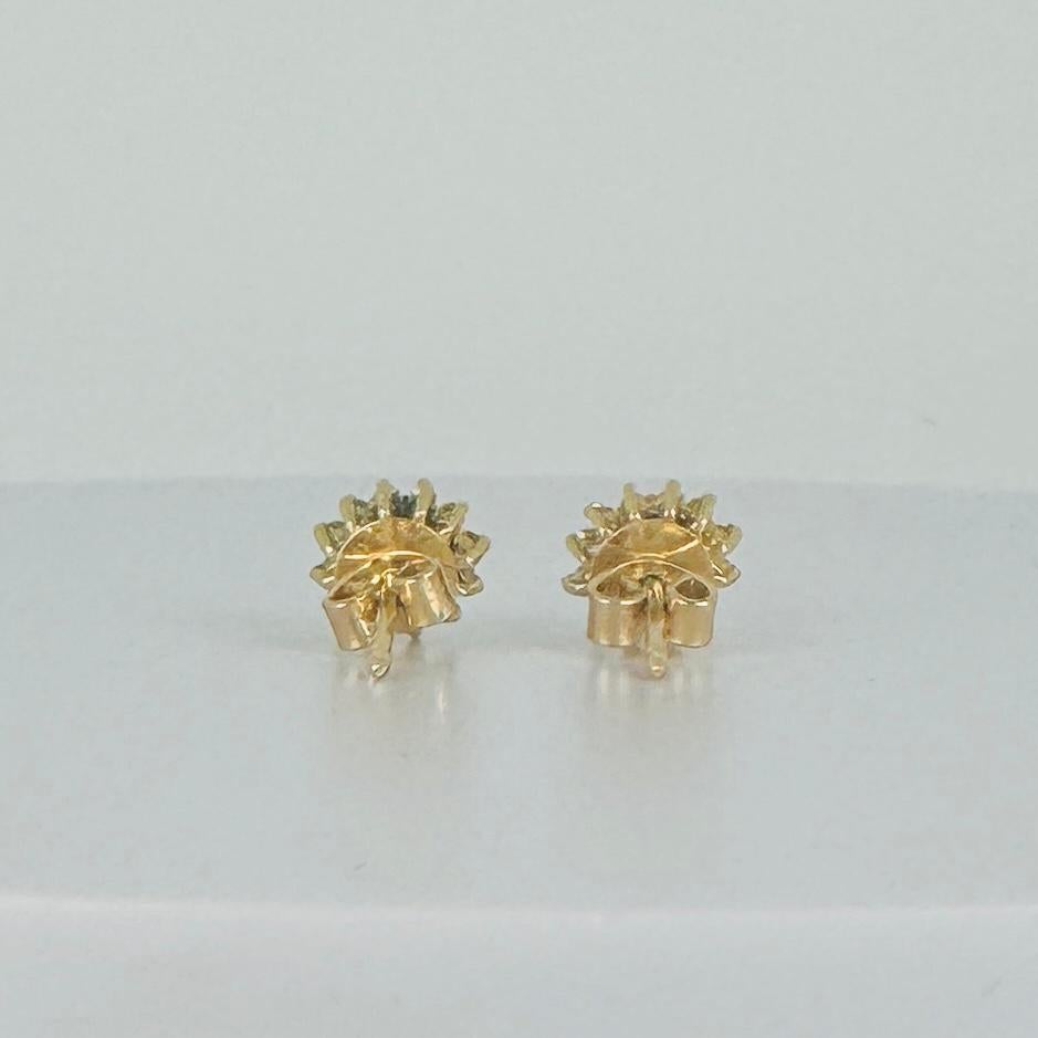 18k yellow gold earrings with 12 brilliant cut diamonds and oval blue sapphire For Sale 1