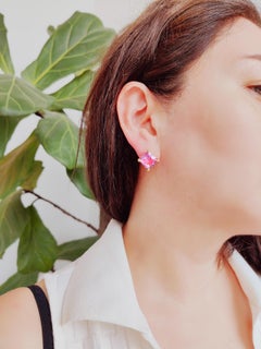 18K Yellow Gold Earrings with Brazilian Topaz and Amethyst