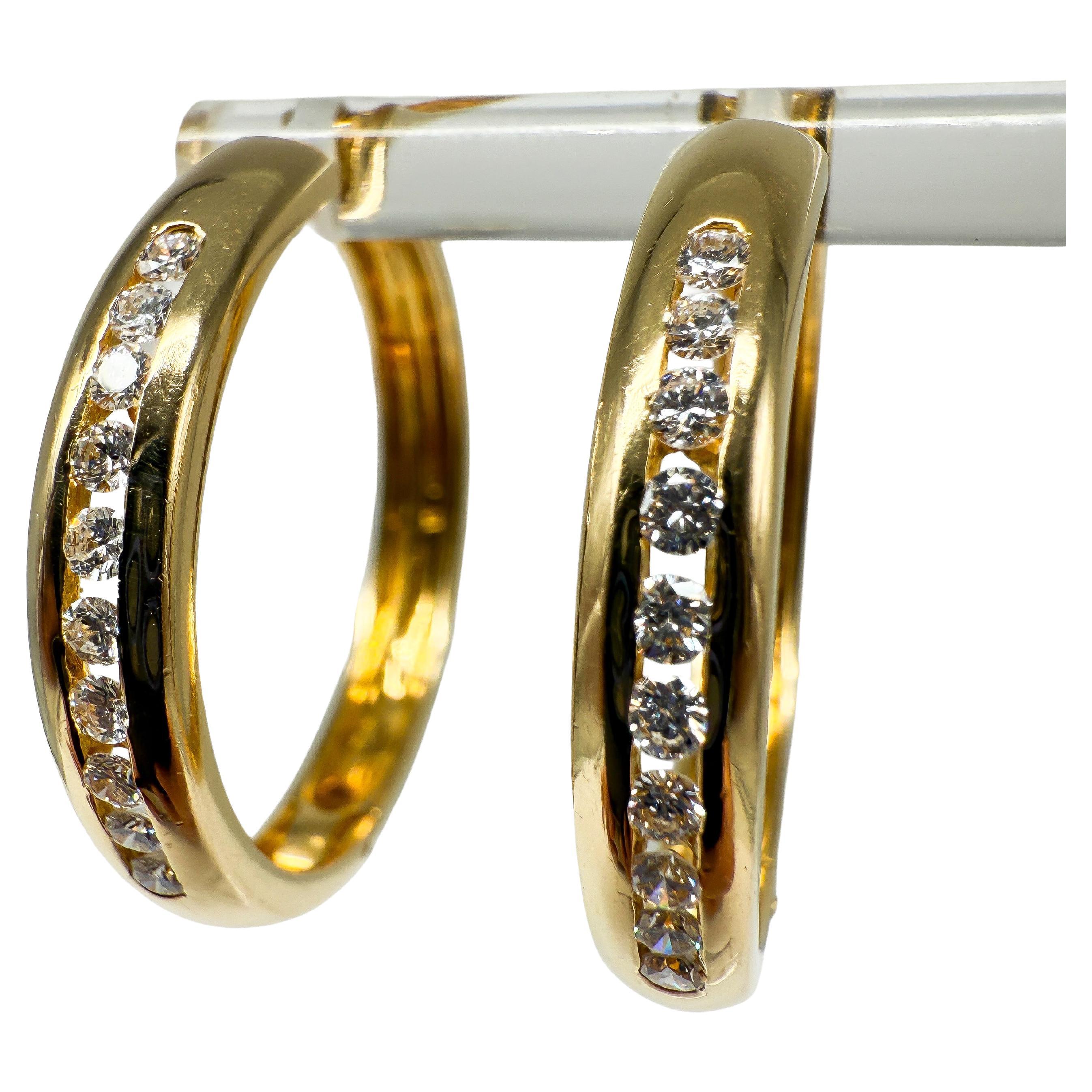 Pendientes de oro amarillo de 18 quilates con diamantes en venta