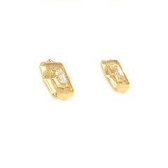 18k Yellow Gold Earrings with Emerald Cut Forevermark Diamonds