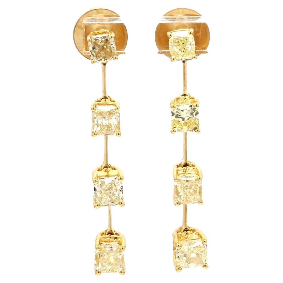 Pendientes de oro amarillo de 18 quilates con diamantes amarillos fantasía