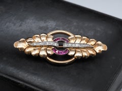 18k Yellow Gold Edwardian Ruby & Diamond Brooch