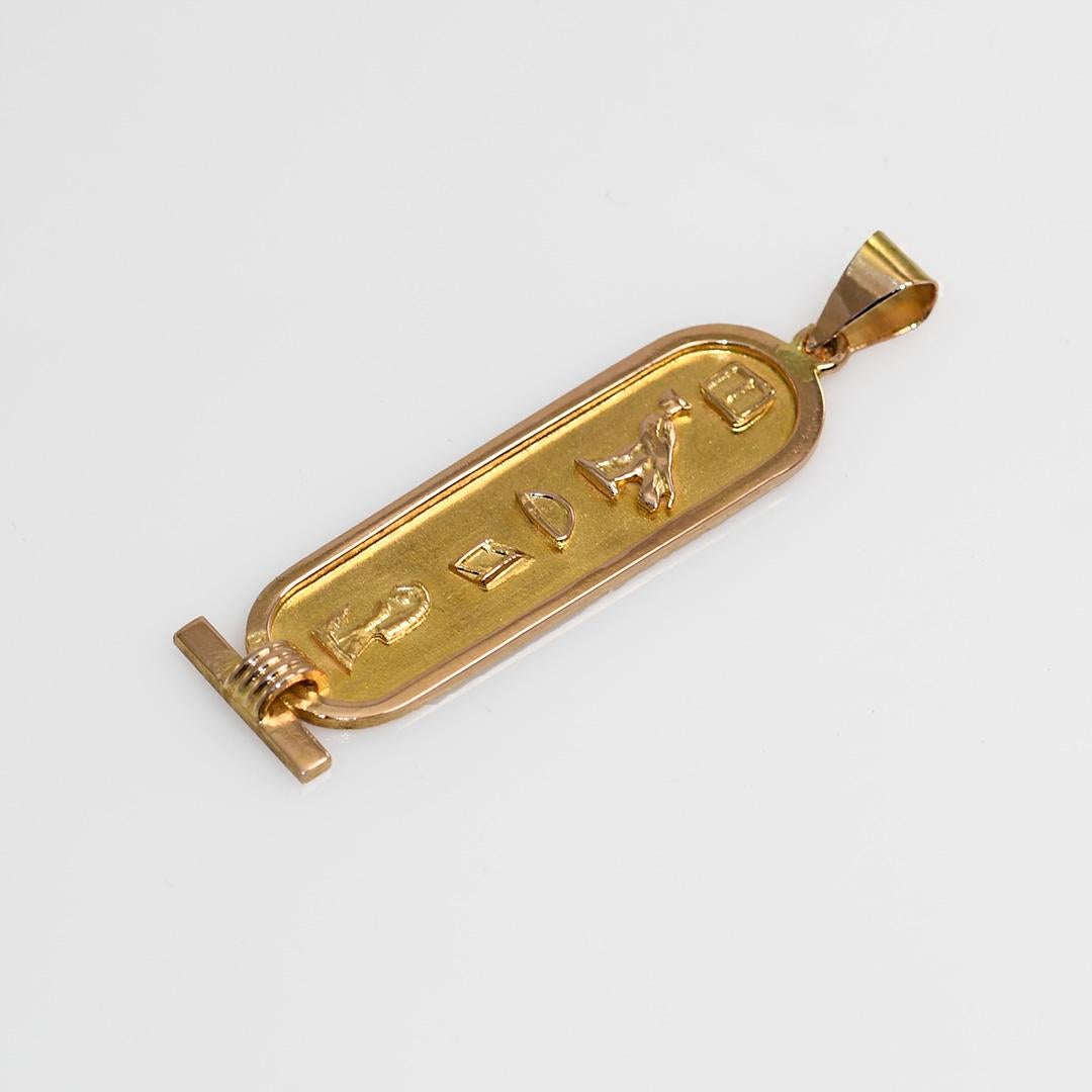 Pendentif hiéroglyphes égyptien en or jaune 18 carats, 3,1 g 1