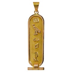 18K Yellow Gold Egyptian Hieroglyphs Pendant, 3.1g