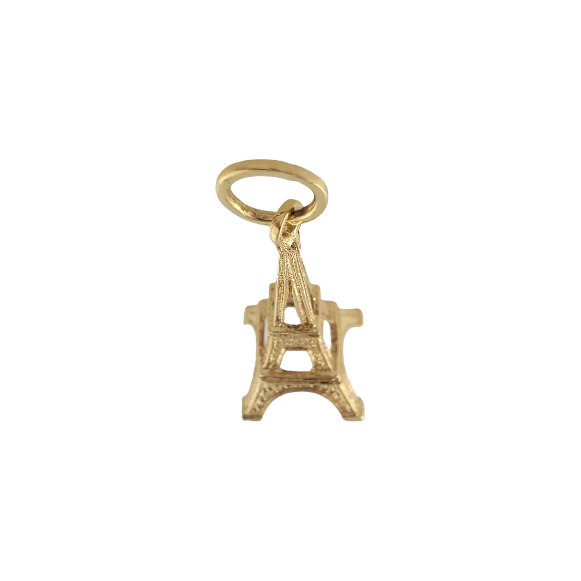 Vintage 18K Yellow Gold Eiffel Tower Charm

The perfect gift for the traveler in your life!

This piece features 18K yellow gold designs replicating the structure of the Eiffel Tower.

Size: 28 mm X 12 mm

Weight: 2.4 g/ 1.5 dwt

Tested 18K

Very