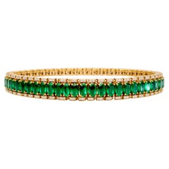 Bracciale in oro giallo 18 carati con smeraldo e diamanti, circa 10,00 carati di peso totale