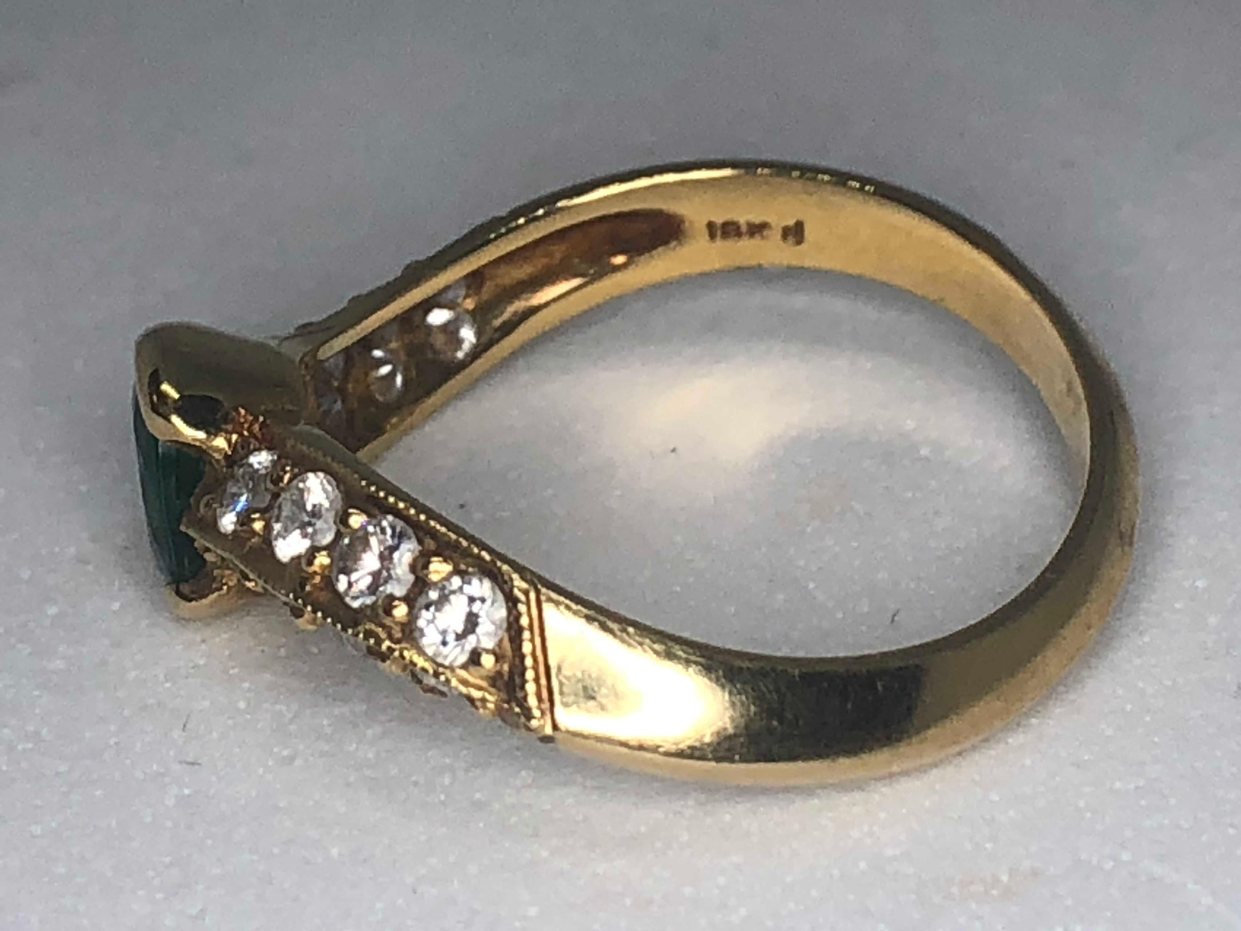 18 Karat Yellow Gold Emerald and Diamond Ring by Armand Jacoby/Celebrity In New Condition For Sale In Mansfield, OH