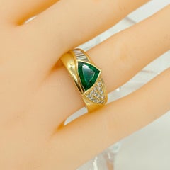 18K Yellow Gold Emerald and Diamond Ring