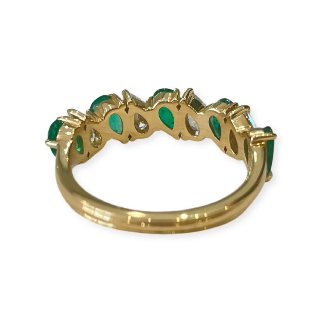 Modern 18k Yellow Gold Emerald and Diamond Ring For Sale