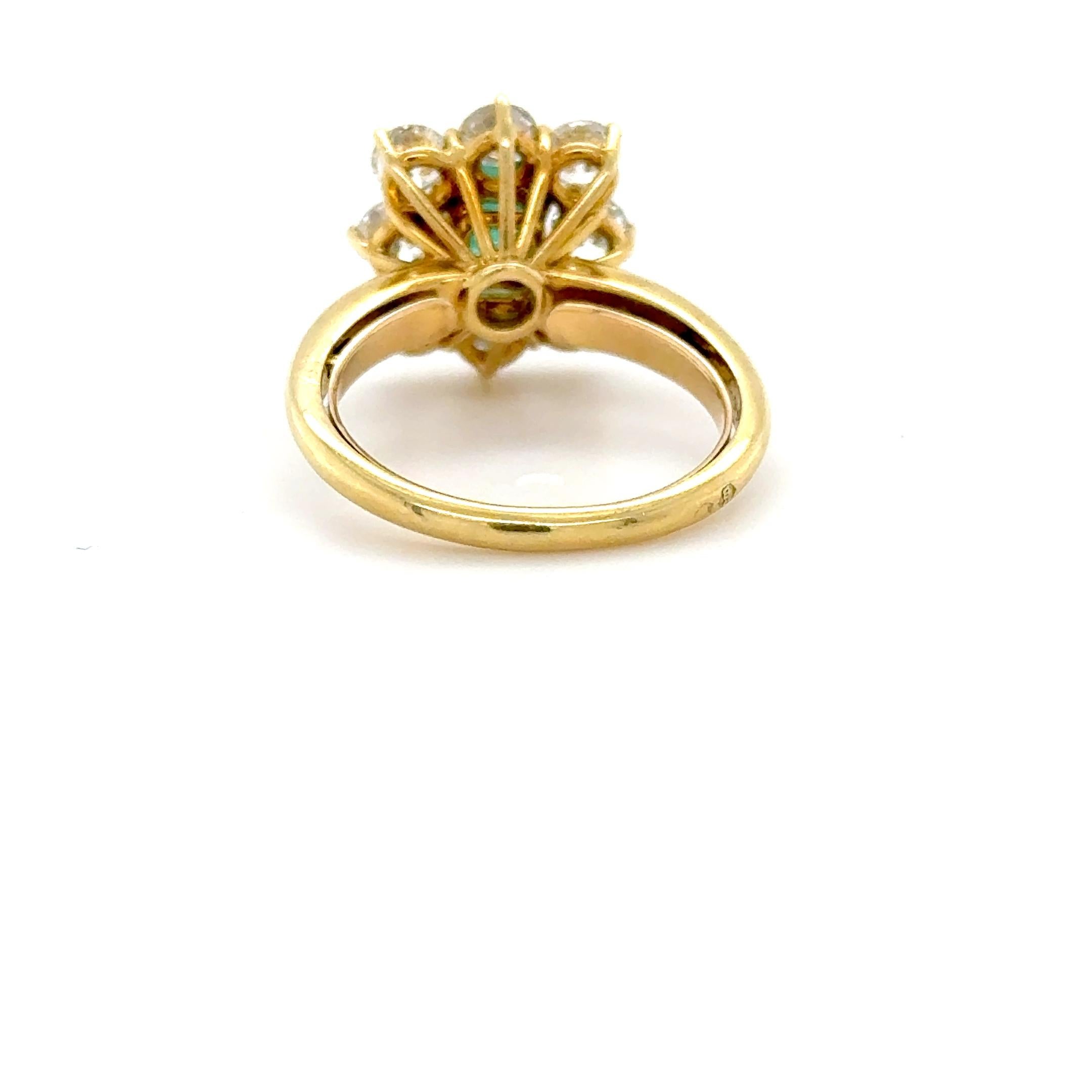Bague en or jaune 18K, émeraude et diamant Excellent état - En vente à Chicago, IL