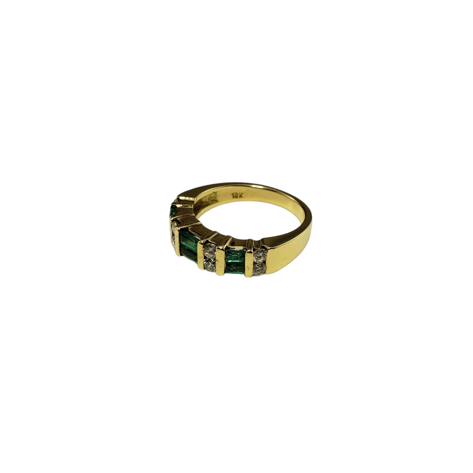 Baguette Cut 18K Yellow Gold Emerald and Diamond Ring Size 5.75 #16332 For Sale