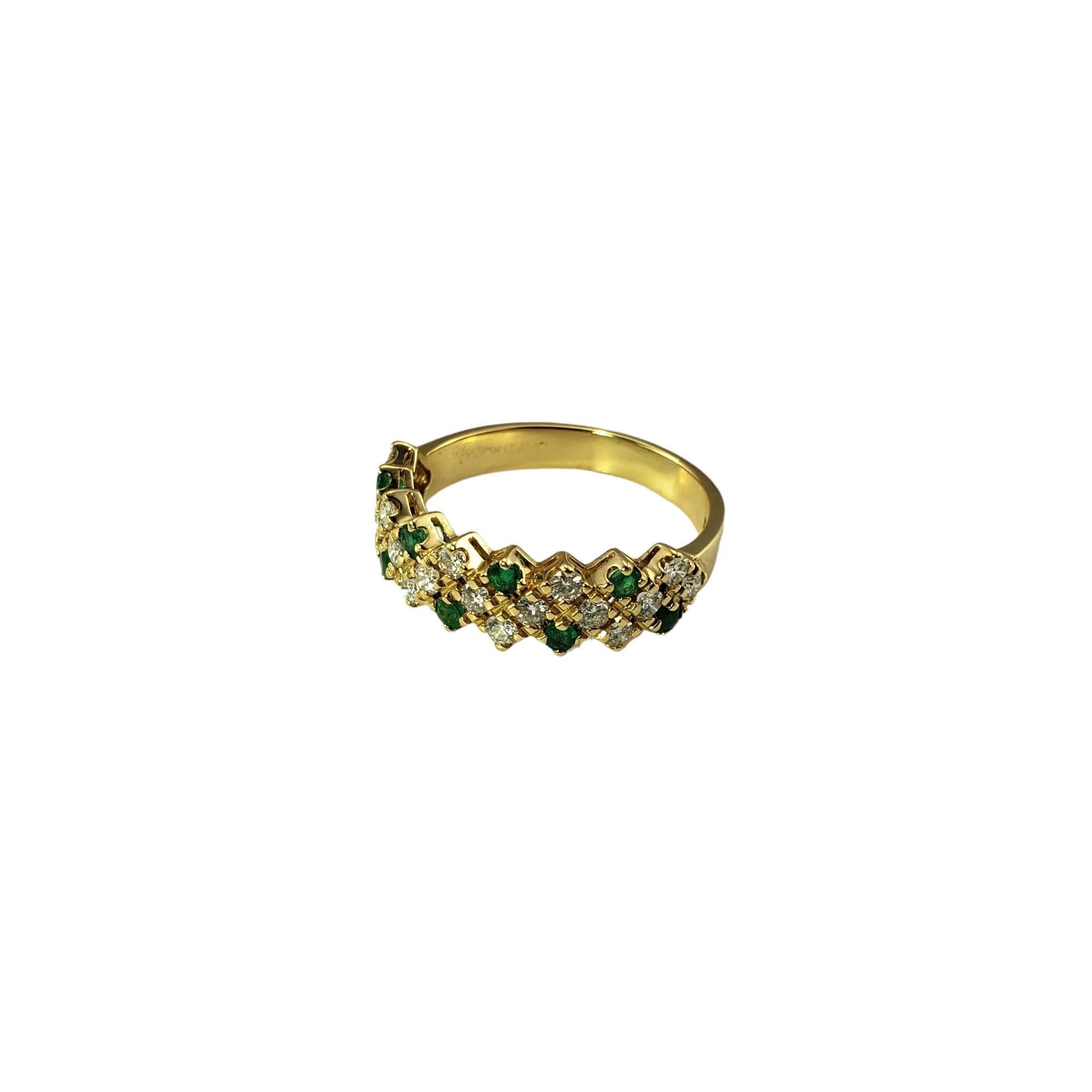 Round Cut 18K Yellow Gold Emerald and Diamond Ring Size 8.75 #16641 For Sale