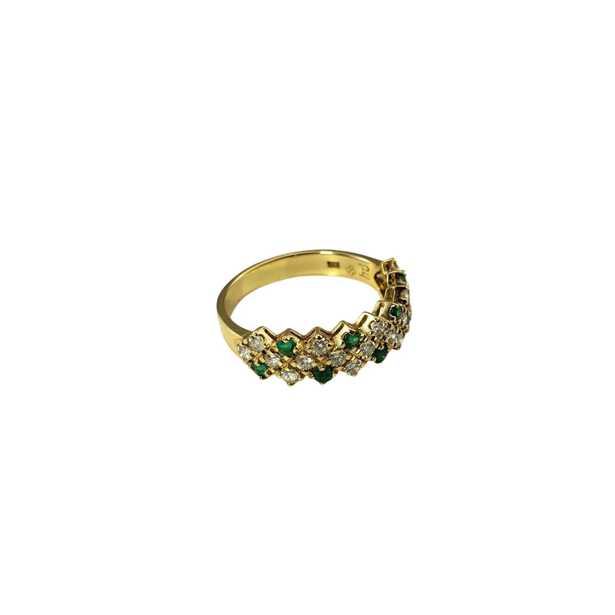 18K Yellow Gold Emerald and Diamond Ring Size 8.75 #16641 In Good Condition For Sale In Washington Depot, CT