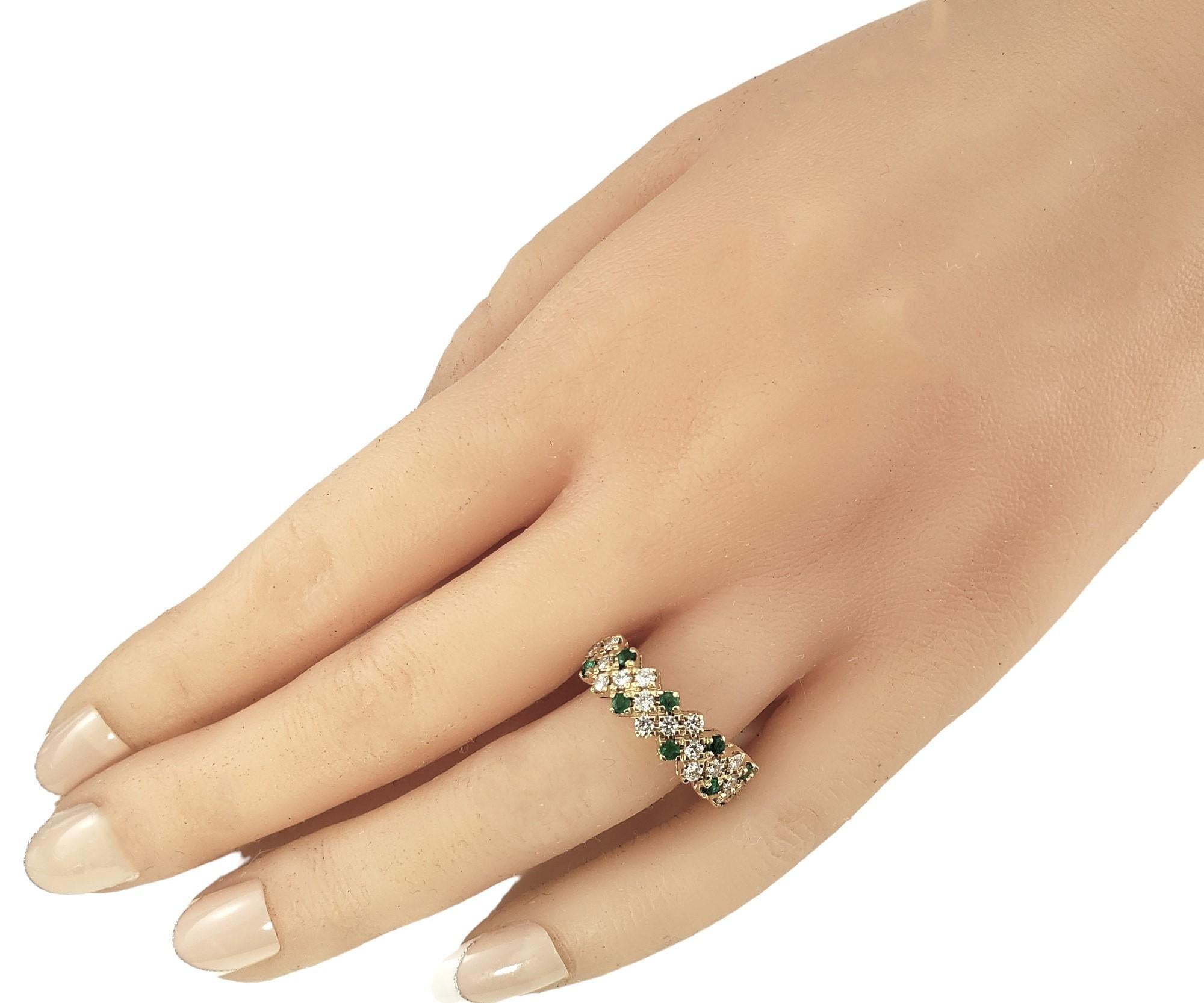 18K Yellow Gold Emerald and Diamond Ring Size 8.75 #16641 For Sale 2