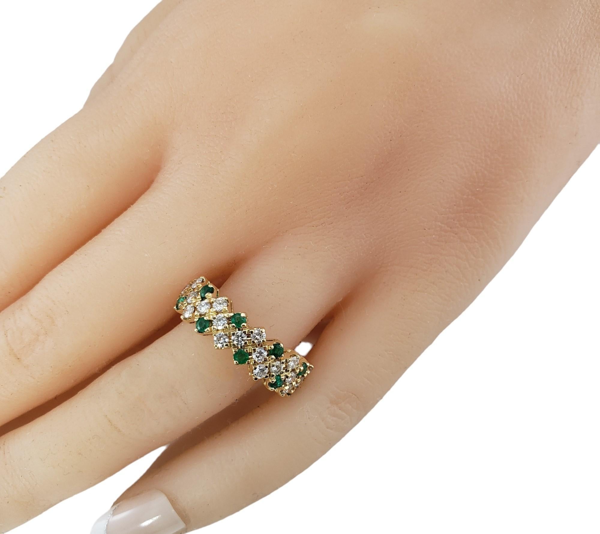 18K Yellow Gold Emerald and Diamond Ring Size 8.75 #16641 For Sale 3