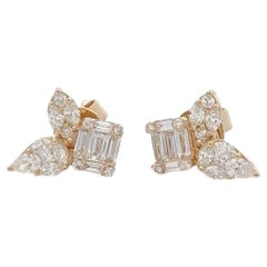18 Karat Gelbgold Smaragd-Cluster-Ohrringe