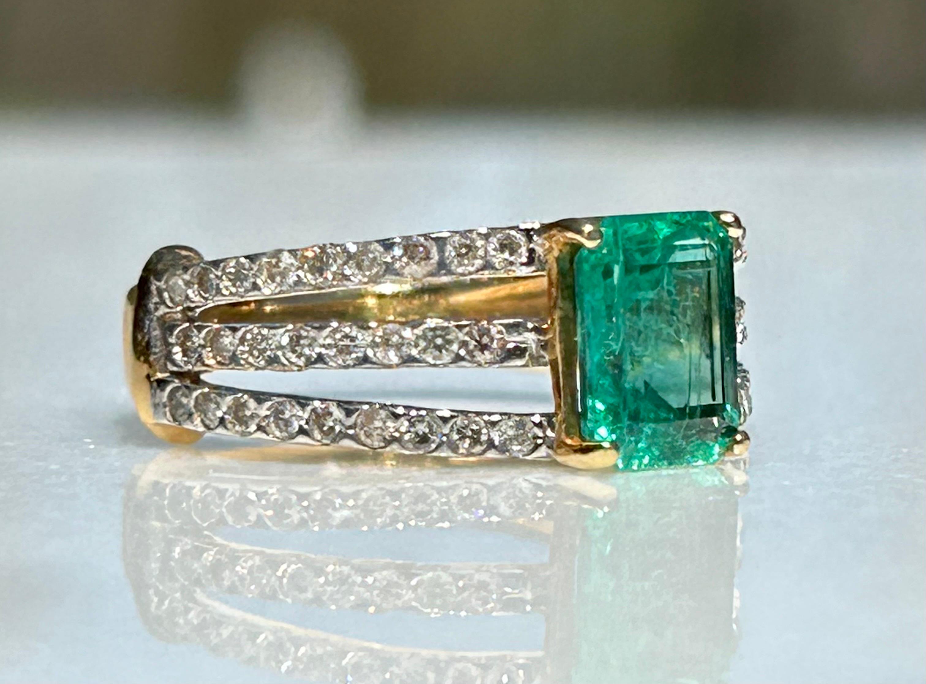 18k Yellow Gold, Emerald Cut Step Cut and 52 Round Brilliant For Sale 7