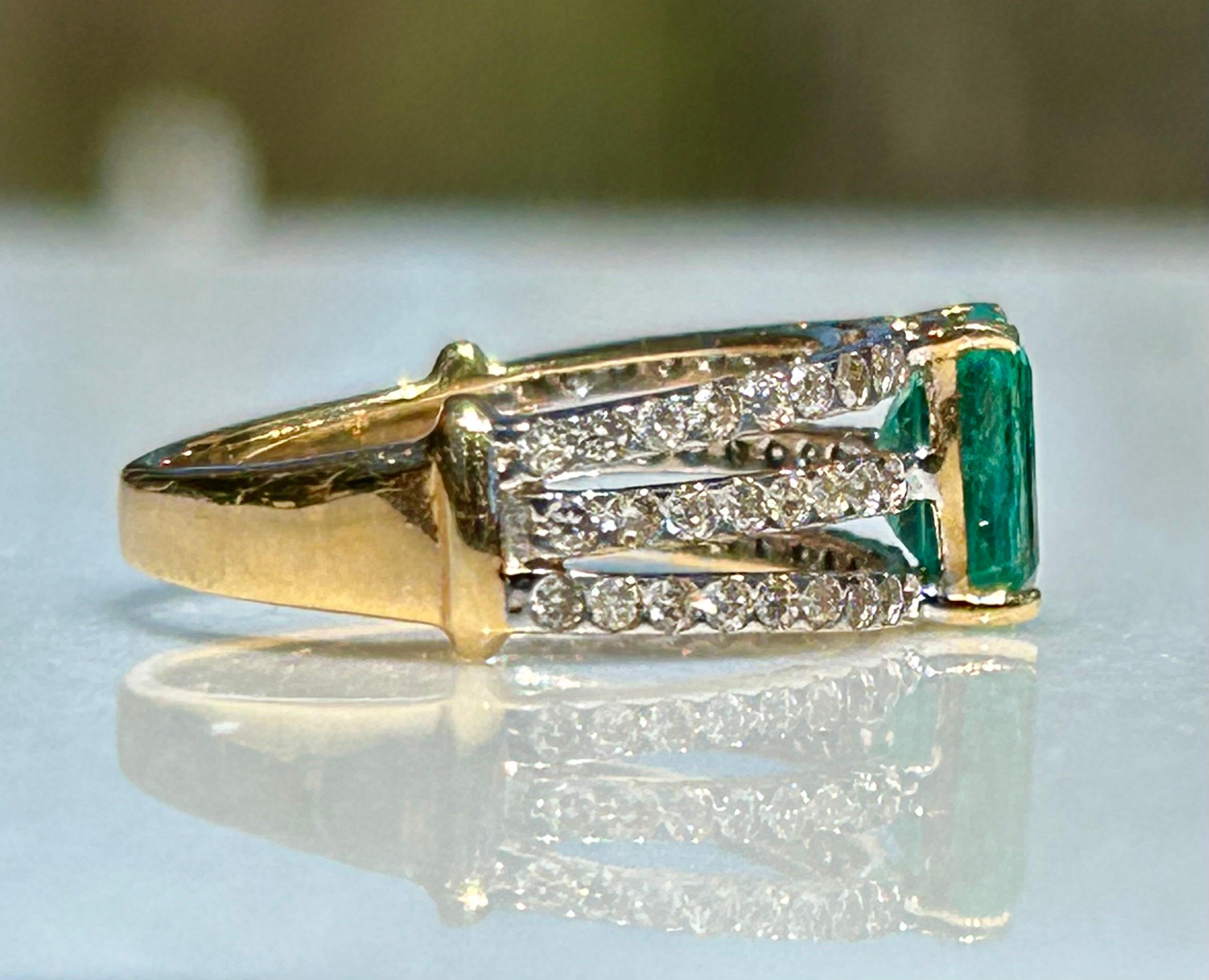 18k Yellow Gold, Emerald Cut Step Cut and 52 Round Brilliant For Sale 8