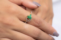 18K Yellow Gold Emerald Diamond Engagement Ring