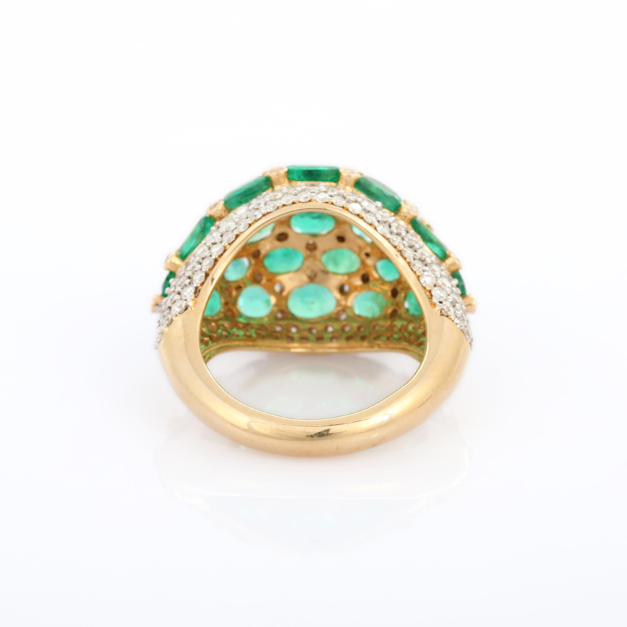 For Sale:  18k Solid Yellow Gold Emerald Diamond Cocktail Ring, Statement Emerald Ring 6