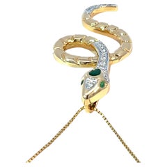 18k Yellow Gold Emerald
Diamond Snake Pendant