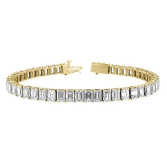 18K Yellow Gold Emerald Diamond Tennis Bracelet '20 1/2 Ct .Tw'