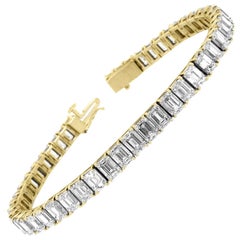 Bracelet tennis en or jaune 18 carats avec émeraudes et diamants 20 1/2 carats