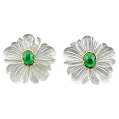 18K Yellow Gold Emerald Earrings