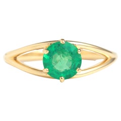 18k Yellow Gold Emerald Eye Ring