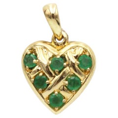 18K Yellow Gold Emerald Heart Pendant