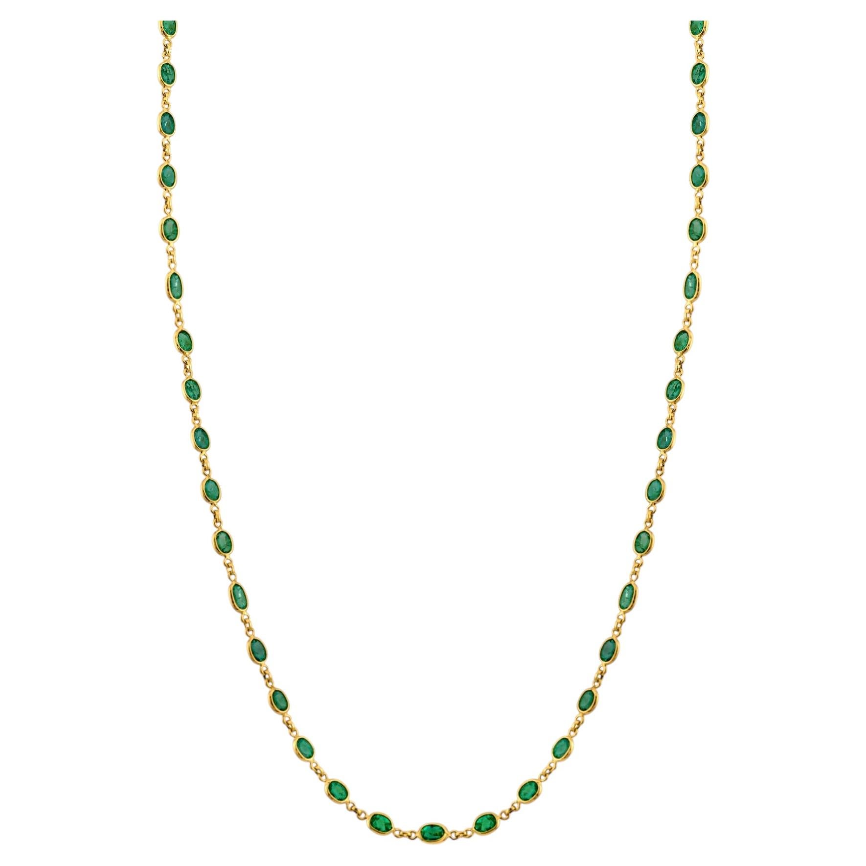 Collana di smeraldi in oro giallo 18 carati - Gioielli di alta moda