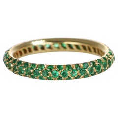 18K Yellow Gold Emerald Pavé Band Ring