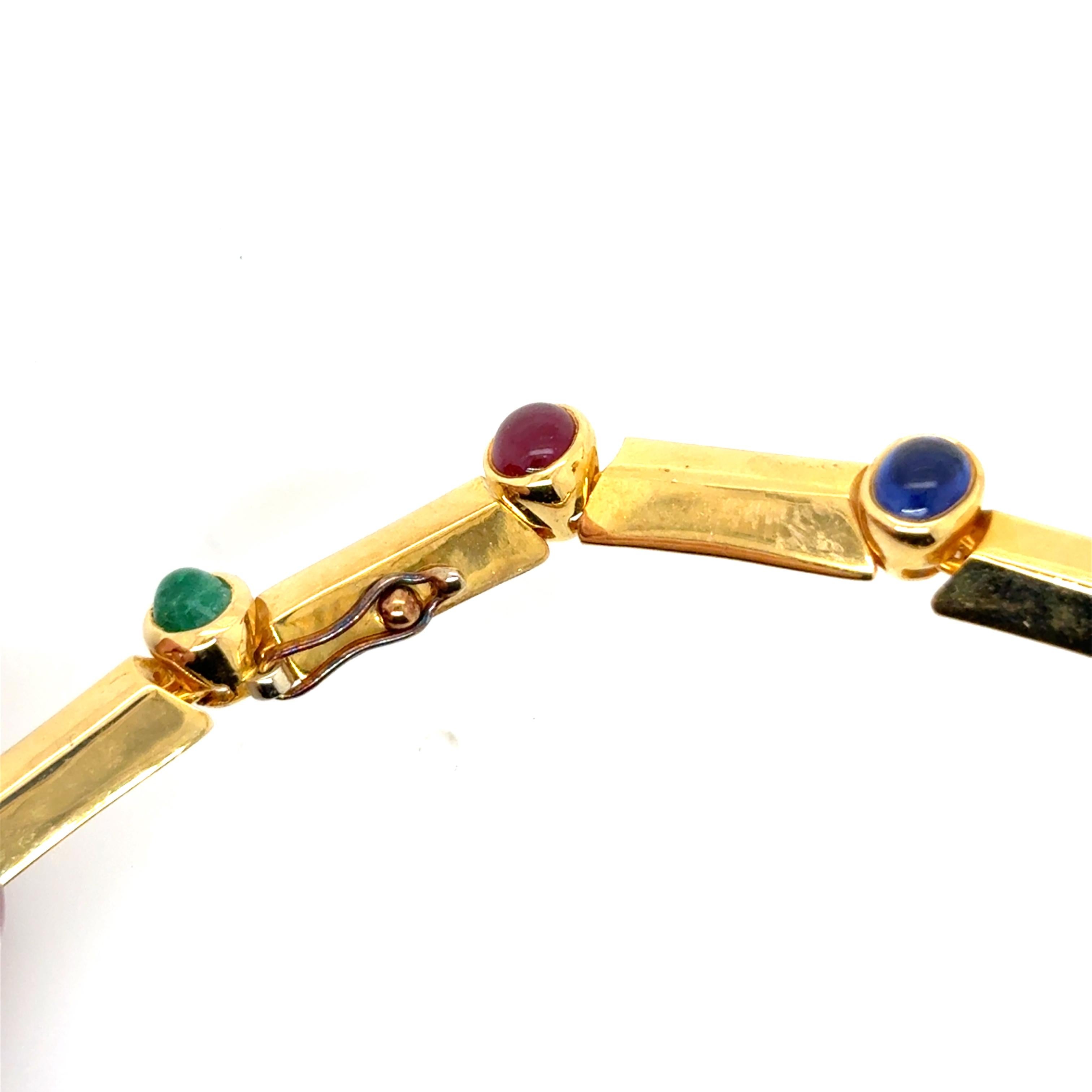 Collier en or jaune 18k Emeraude Rubis Saphir Diamant Coeur en vente 13