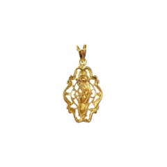 18K Yellow Gold & Enamel Blessed Mother Pendant #16515