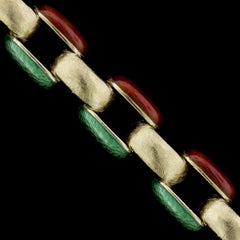 18 Karat Yellow Gold Enamel Bracelet, Italy