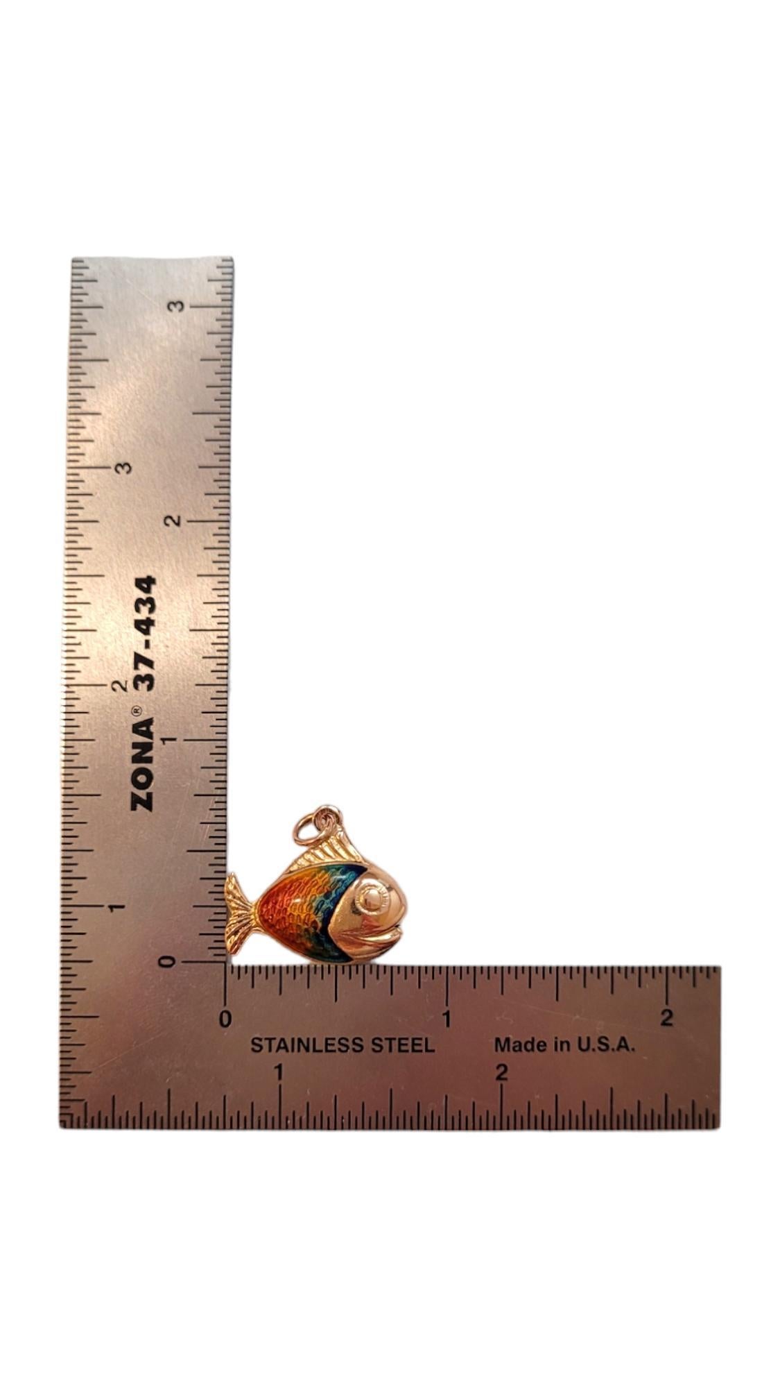 18K Yellow Gold Enamel Fish Charm #18438 1