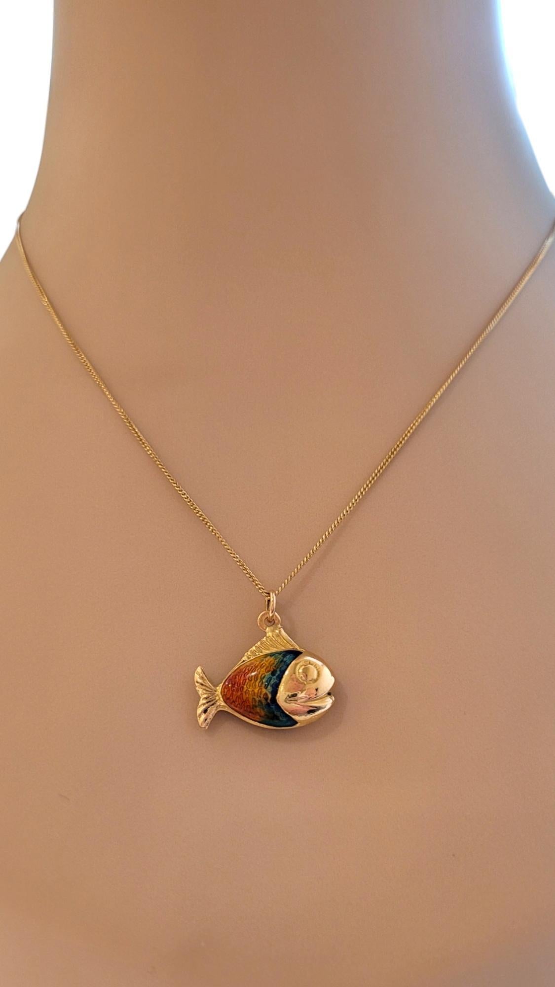 18K Yellow Gold Enamel Fish Charm #18438 2