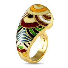 18K Yellow Gold Enamel Ring