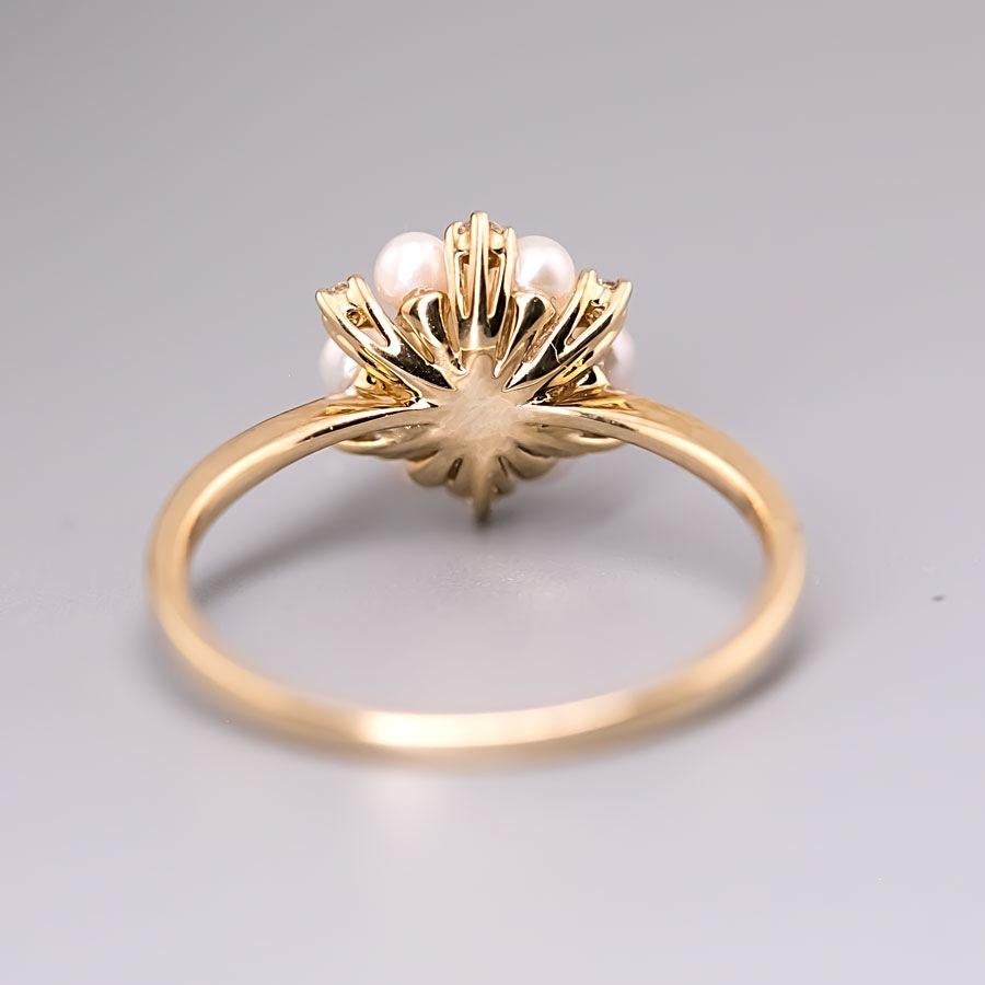 18K Yellow Gold Engagement Ring with Opal, Pearls, Diamonds For Sale 1