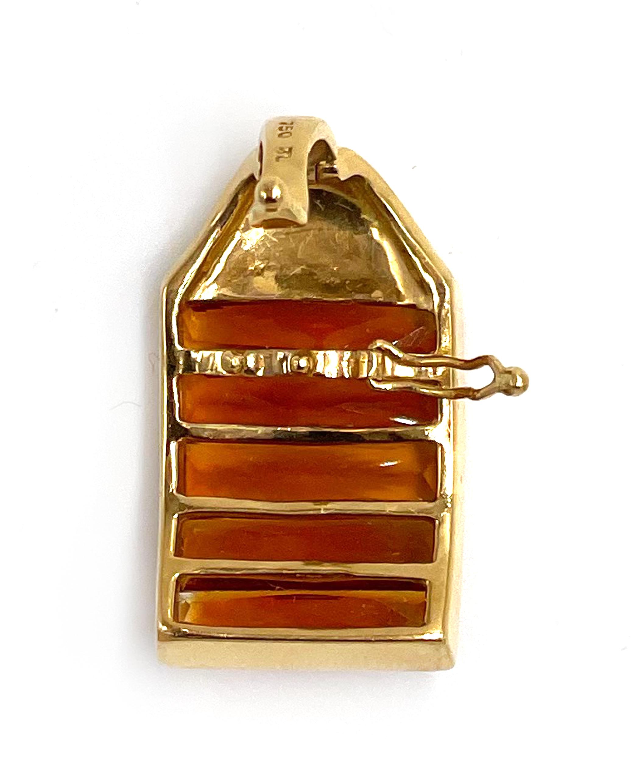 18K Yellow Gold Enhancer Pendant with Tangerine Citrine In Good Condition For Sale In Old Tappan, NJ