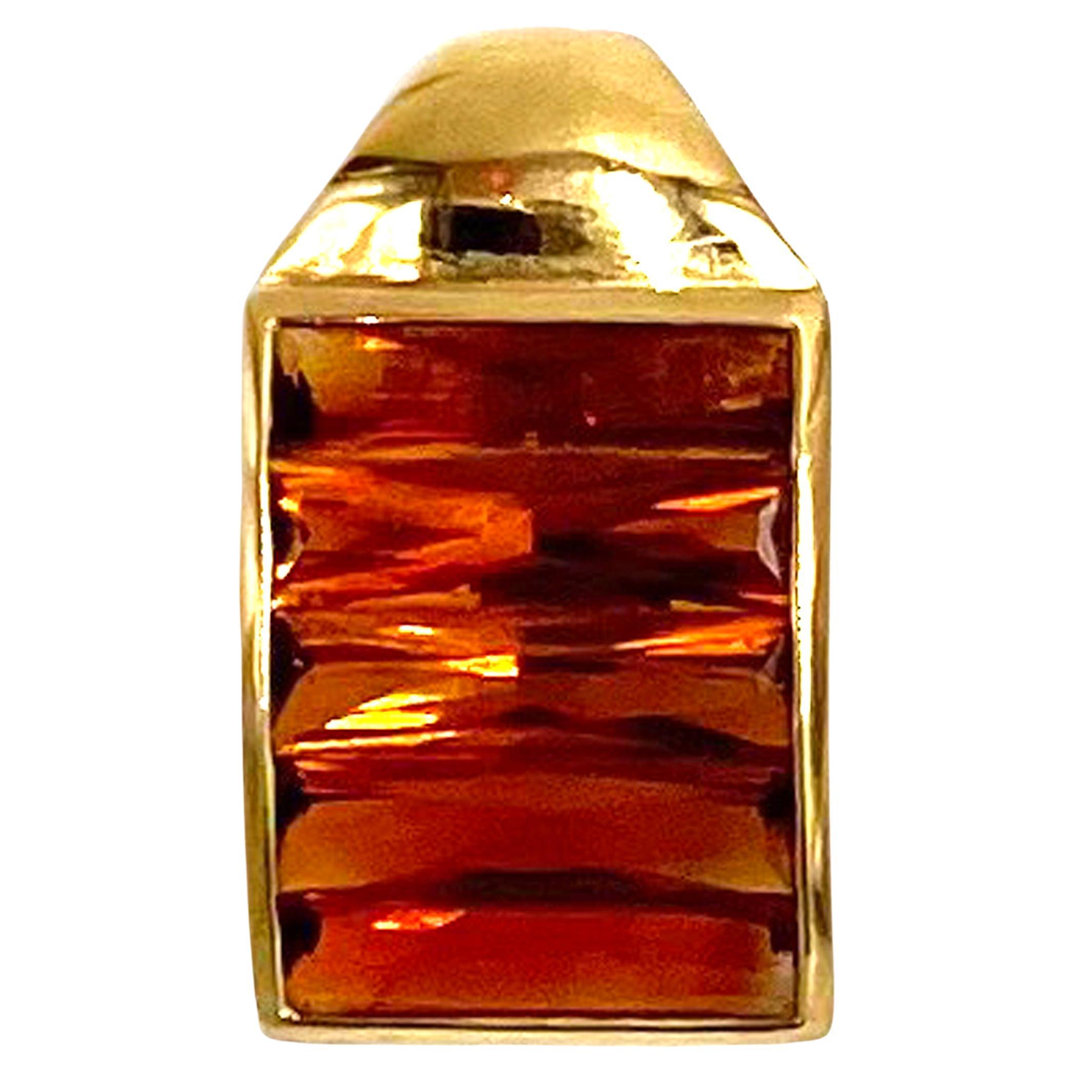 Pendentif en or jaune 18 carats avec citrine mandarine