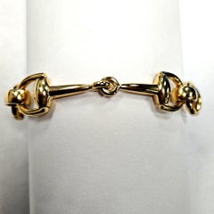18K Yellow Gold Equestrian Horse Bit Link Bracelet 7 3/4"